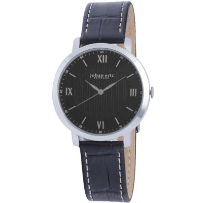 Johan Eric Koge Round Steel Black Dial Black Leather Watch Je1700-04-001