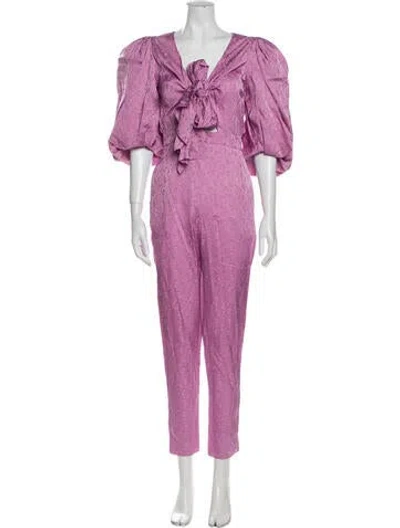 Pre-owned Johanna Ortiz 2019 Floral Print Jumpsuit In Purple