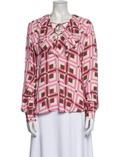 Pre-owned Johanna Ortiz 2020 Printed Blouse In Pink