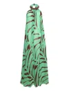 Johanna Ortiz Tactile Winds Maxi Dress Swim Palm Stripes Burgundy Mint In Green