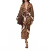 Johanna Ortiz Across Paradise Printed Linen Midi Dress In Brown