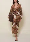 Johanna Ortiz Across Paradise Printed Linen Midi Dress In Brown