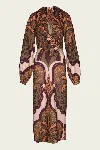Johanna Ortiz Across Paradise Printed Linen Midi Dress In Brown