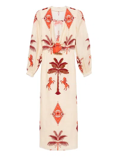 Johanna Ortiz Across Paradise Midi Dress In Neutral