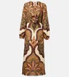 Johanna Ortiz Across Paradise Printed Linen Midi Dress In Brown