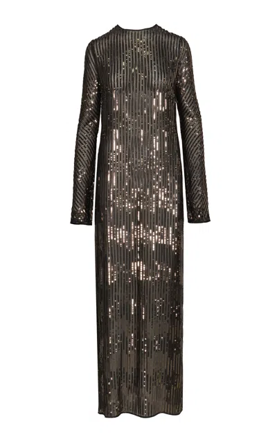 Johanna Ortiz Actitud Nautica Sequined Maxi Tunic Dress In Gold