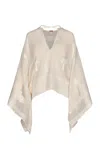 Johanna Ortiz After Swimming Embroidered Cotton Poncho In White