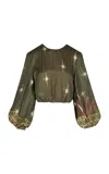 Johanna Ortiz Afterwork Silk Blend Cropped Top In Green