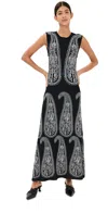 Johanna Ortiz Air Of Mystery Paisley Cotton Midi Dress In Black/ecru