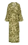 Johanna Ortiz Al Trote Silk Midi Wrap Dress In Green