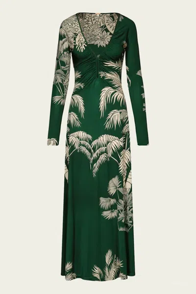 Johanna Ortiz Alma Bordada Dress In Emerald Green