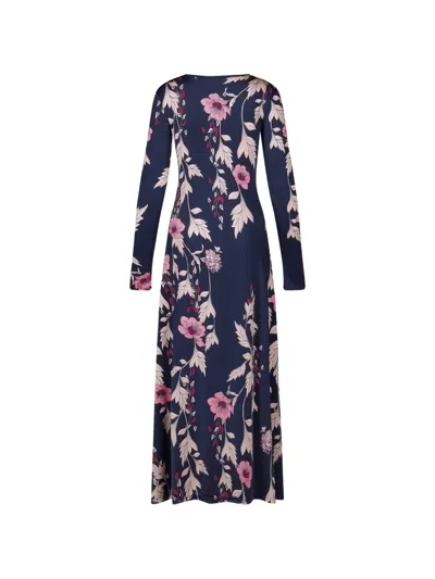 Johanna Ortiz Alma Bordada Floral-print Midi Dress In Blue
