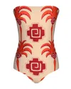 Johanna Ortiz Alta Mar Strapless Printed Recycled Swimsuit In Multi