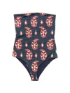 Johanna Ortiz Alta Mar Strapless One-piece Swimsuit In Blue