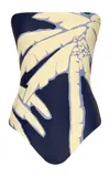 Johanna Ortiz Alta Mar One Piece In Swim Salty Palms Blue In Palm Tree Print