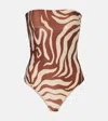 Johanna Ortiz Alta Mar Strapless One-piece Swimsuit In Brown