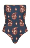 Johanna Ortiz Alta Mar Strapless One-piece Swimsuit In Blue