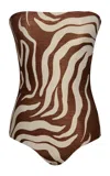 Johanna Ortiz Alta Mar Strapless One-piece Swimsuit In Multi