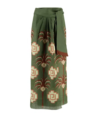 JOHANNA ORTIZ AMAZON ECHOES LINEN SKIRT
