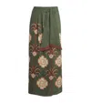 Johanna Ortiz Amazon Echoes Printed Linen Midi Wrap Skirt In Green