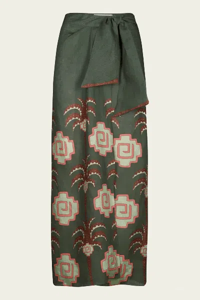 JOHANNA ORTIZ AMAZON ECHOES SKIRT IN GREEN CHOCOLATE