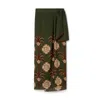 Johanna Ortiz Amazon Echoes Printed Linen Midi Wrap Skirt In Green