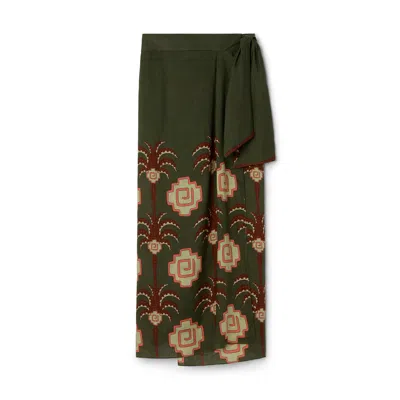 Johanna Ortiz Amazon Echoes Wrap Skirt In Multi
