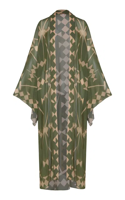 Johanna Ortiz Amazon Georgette Kimono Maxi Dress In Multi