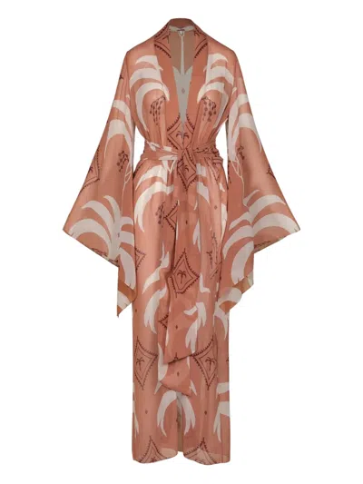 Johanna Ortiz Amazon Tie-waist Coat In Orange