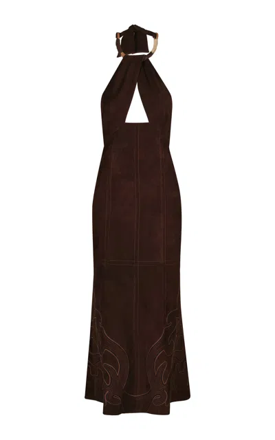 Johanna Ortiz Amber Light Leather Maxi Dress In Black
