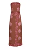 Johanna Ortiz Ancient Linen Wrap Midi Dress In Multi