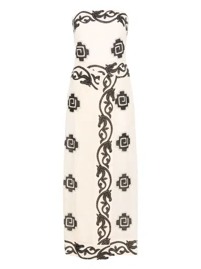 JOHANNA ORTIZ ANCIENT MIDI DRESS - WOMEN'S - VISCOSE/LINEN/FLAX