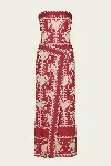 Johanna Ortiz Ancient Peru Dress In Dark Cherry Ecru In Multi