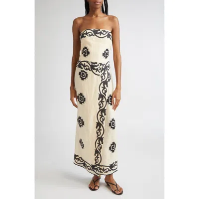 JOHANNA ORTIZ JOHANNA ORTIZ ANCIENT STRAPLESS LINEN FAUX WRAP DRESS