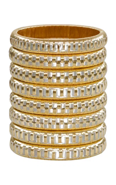 Johanna Ortiz Andalusian Breeze Metal Thread Bangles In Gold