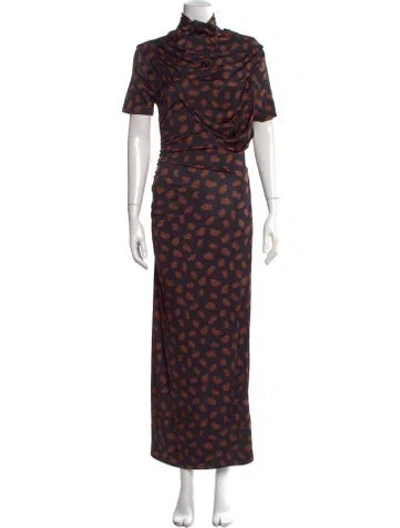 Pre-owned Johanna Ortiz Animal Print Long Dress W/ Tags In Multicolor
