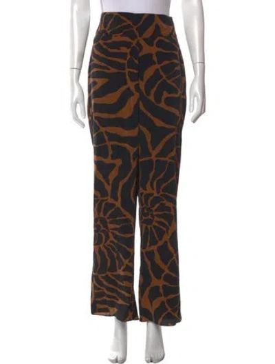 Pre-owned Johanna Ortiz Animal Print Wide Leg Pants In Multi