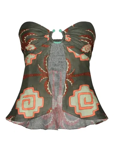 Johanna Ortiz Arkana Ring-detail Strapless Top In Multi
