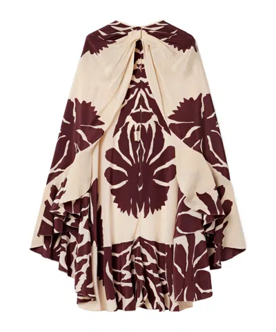 Johanna Ortiz Aromatic Garden Ruffled Printed Silk Crepe De Chine Cape In Neutral
