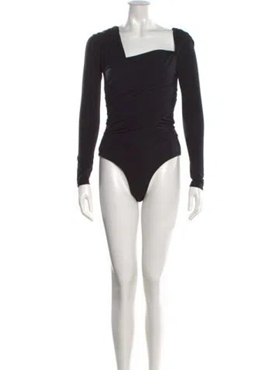 Pre-owned Johanna Ortiz Asymmetrical Long Sleeve Bodysuit In Black