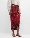 Johanna Ortiz Avanyu Printed Maxi Skirt In Apacheria Red Wine Ecru