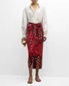 Johanna Ortiz Avanyu Skirt In Red Wine Ecru