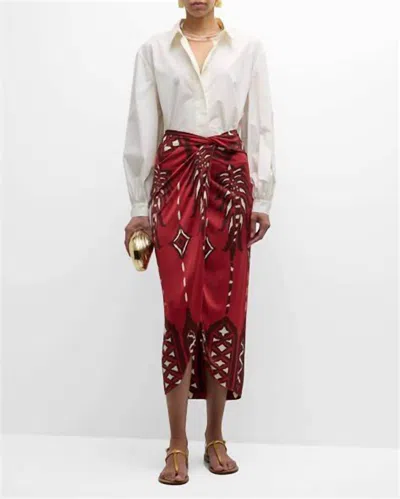 Johanna Ortiz Avanyu Skirt In Red Wine Ecru