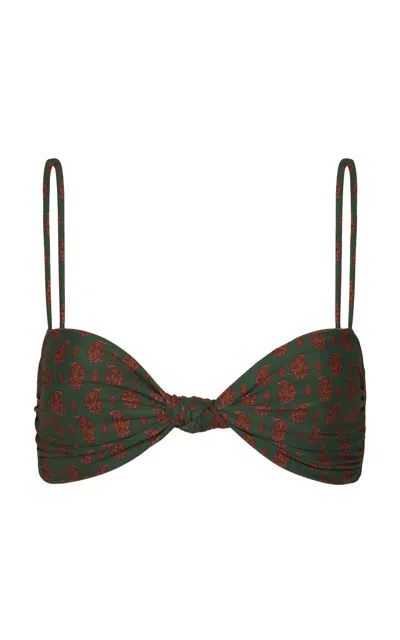 Johanna Ortiz Bandana Marina Printed Bikini Top In Green