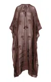 Johanna Ortiz Bar Embroidered Cotton Midi Dress In Brown