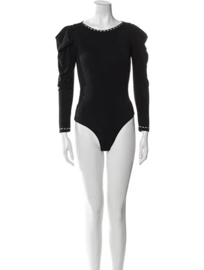 Pre-owned Johanna Ortiz Bateau Neckline Long Sleeve Bodysuit In Black