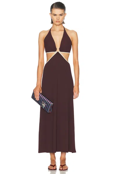 Johanna Ortiz Beautiful Paradigm Ankle Dress In Pinot Wine