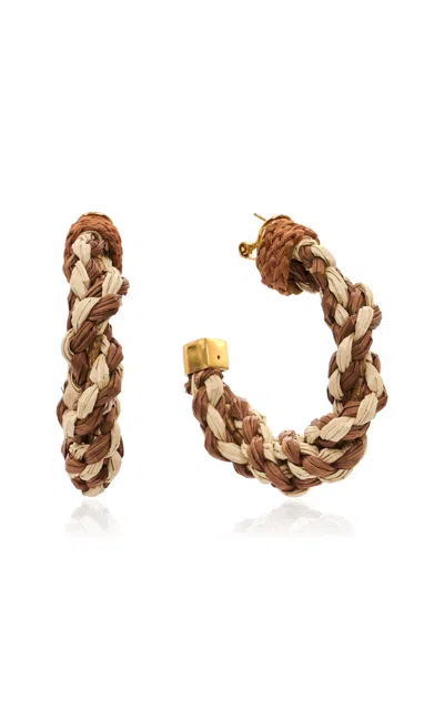 Johanna Ortiz Below The Waterline Natural Palm Hoops In Brown