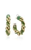 Johanna Ortiz Below The Waterline Natural Palm Hoops In Green