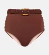 Johanna Ortiz Belted High-rise Bikini Bottoms In Multicoloured